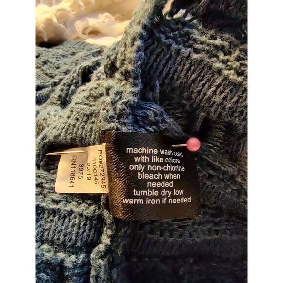 Lane Bryant Woman's Ombre Crochet White Blue Open Knit Pull on Sweater NO Size - Picture 7 of 7